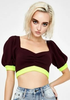 For Love & Lemons Veronica Neon Crop Top Tops