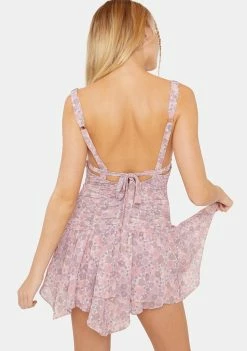 For Love & Lemons Mauve Kacey Mini Dress