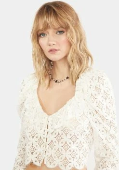 For Love & Lemons Charmaine Crop Top Long Sleeve Crop Top