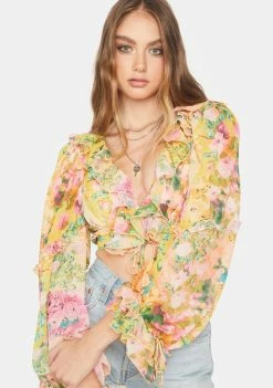 For Love & Lemons Tops Nina Floral Crop Top