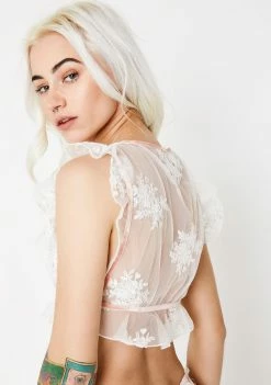 For Love & Lemons Lingerie & Sleepwear Amber Illusion Crop Top